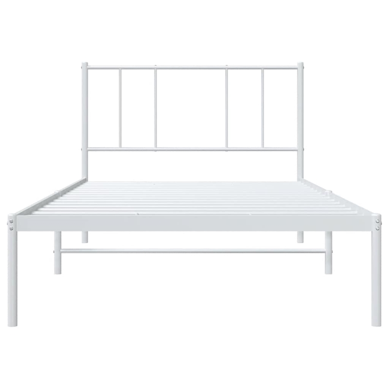 vidaXL Rectangular Powder-Coated Steel Twin Bed Frame in White