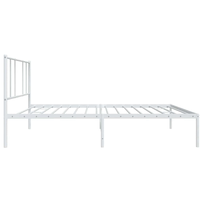 vidaXL Rectangular Powder-Coated Steel Twin Bed Frame in White
