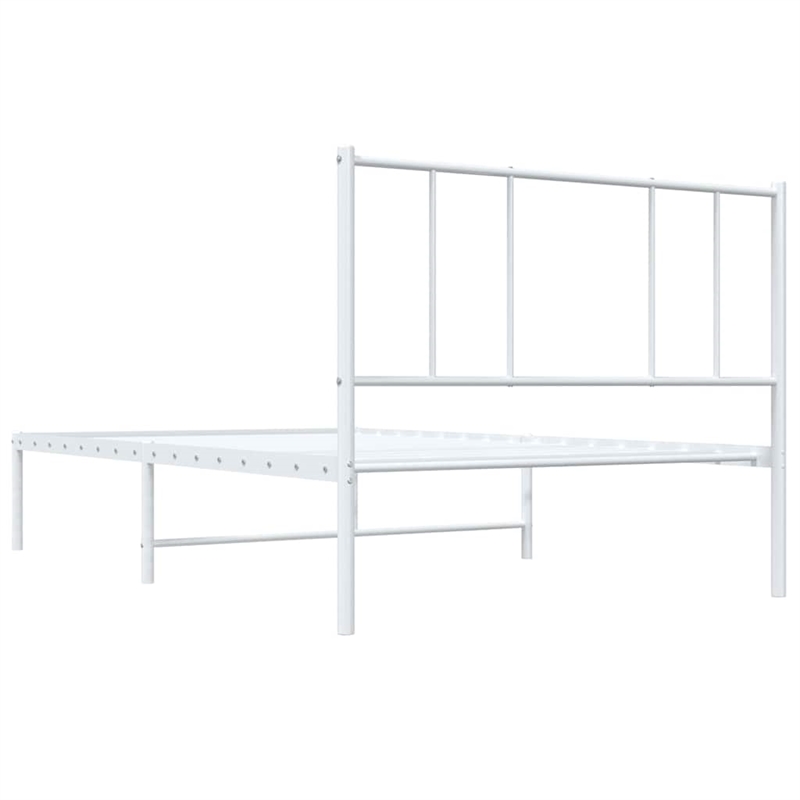 vidaXL Rectangular Powder-Coated Steel Twin Bed Frame in White
