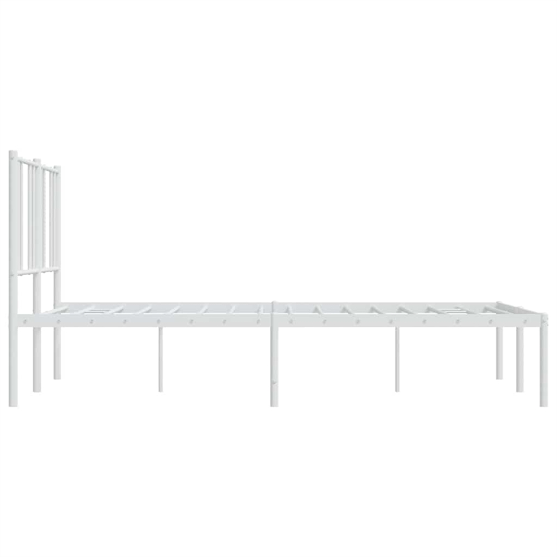 vidaXL Rectangular Powder-Coated Steel Full Bed Frame in White