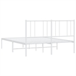 vidaXL Rectangular Powder-Coated Steel Full Bed Frame in White