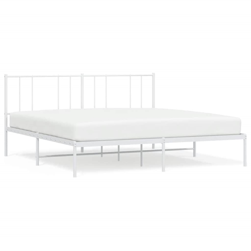 vidaXL Powder-Coated Steel King/Double Bed Frame in White
