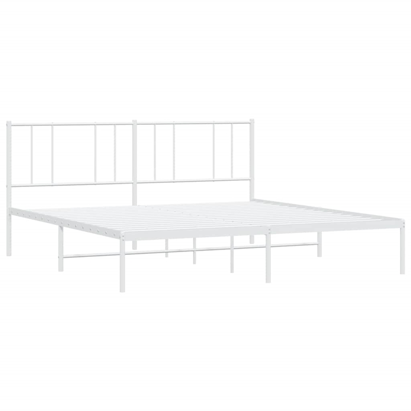 vidaXL Powder-Coated Steel King/Double Bed Frame in White