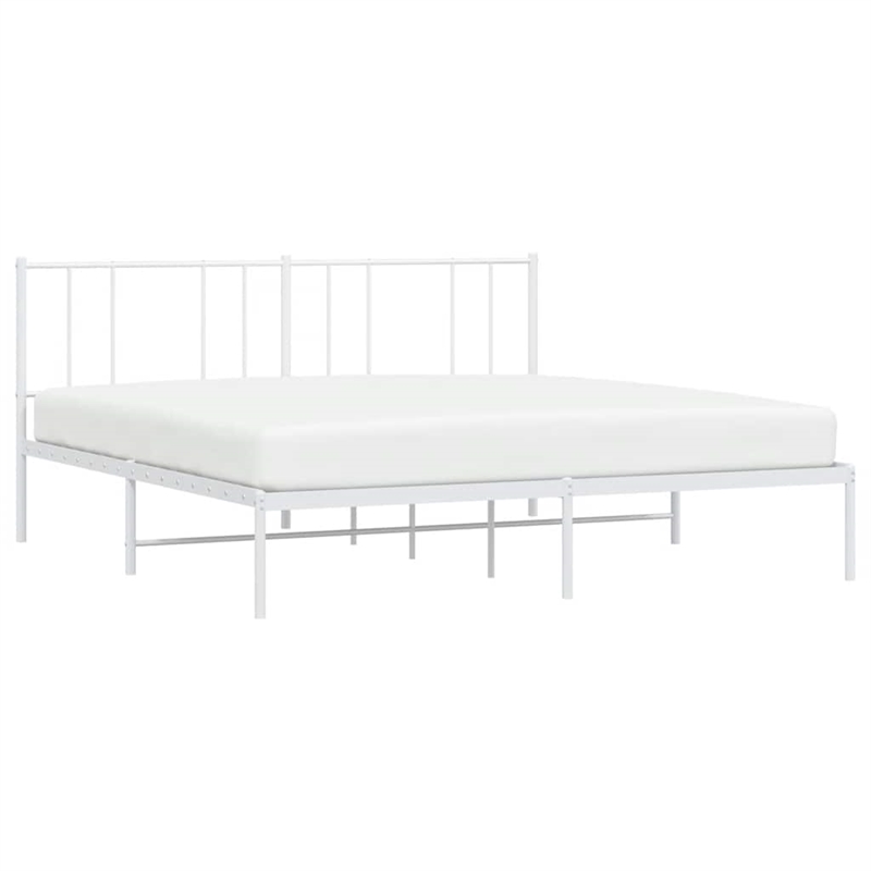 vidaXL Powder-Coated Steel King/Double Bed Frame in White