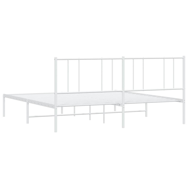 vidaXL Powder-Coated Steel King/Double Bed Frame in White