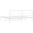 vidaXL Powder-Coated Steel King/Double Bed Frame in White