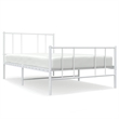 vidaXL Powder-Coated Steel Single Bed Frame in White