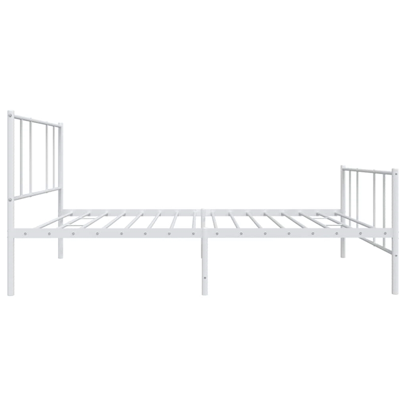 vidaXL Powder-Coated Steel Single Bed Frame in White