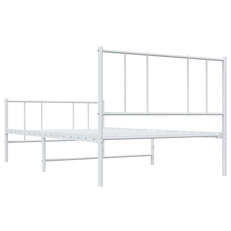 vidaXL Powder-Coated Steel Single Bed Frame in White