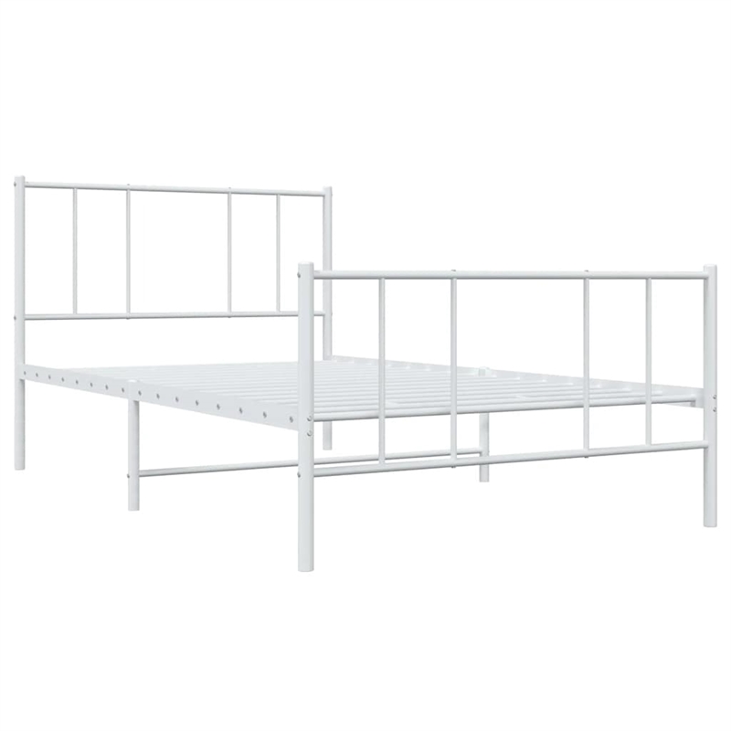 vidaXL Powder-Coated Steel Single Bed Frame in White