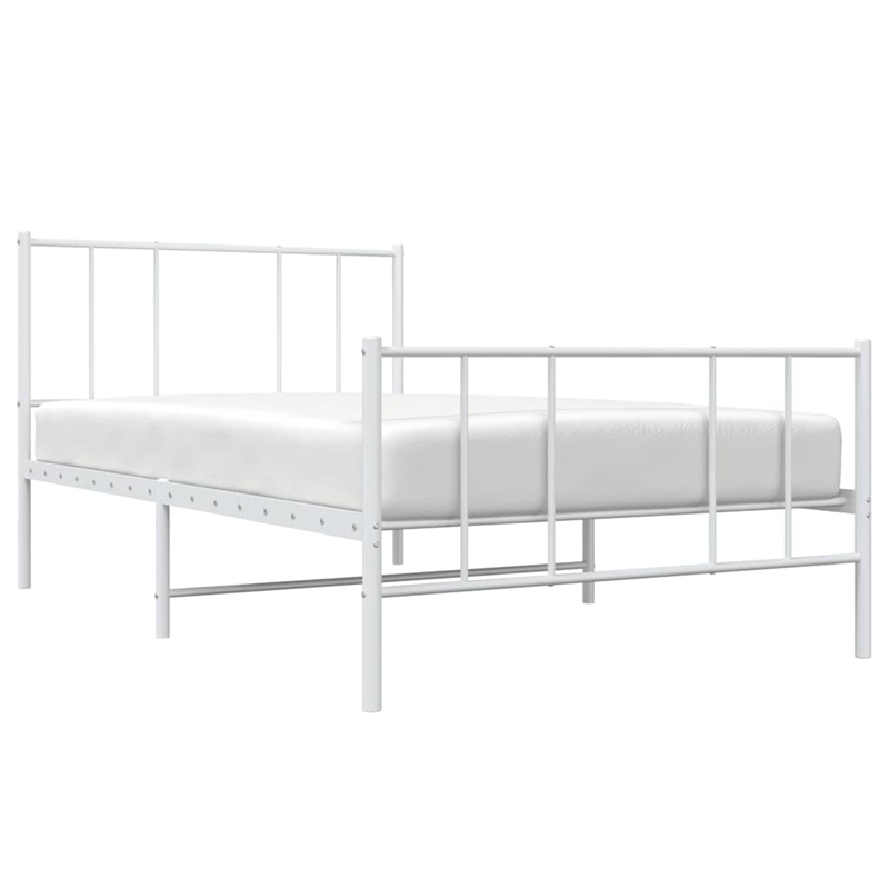 vidaXL Powder-Coated Steel Single Bed Frame in White