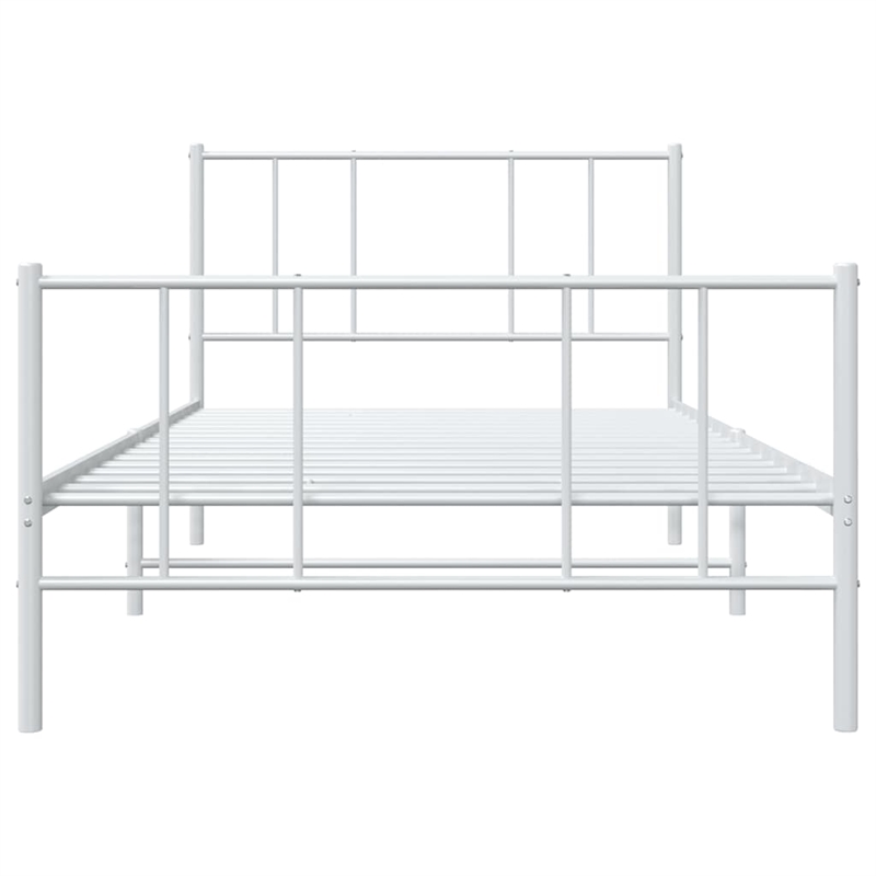 vidaXL Powder-Coated Steel Single Bed Frame in White