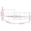 vidaXL Powder-Coated Steel Single Bed Frame in White