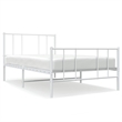 vidaXL Rectangular Powder-Coated Steel Twin Bed Frame in White