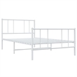 vidaXL Rectangular Powder-Coated Steel Twin Bed Frame in White