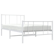 vidaXL Rectangular Powder-Coated Steel Twin Bed Frame in White