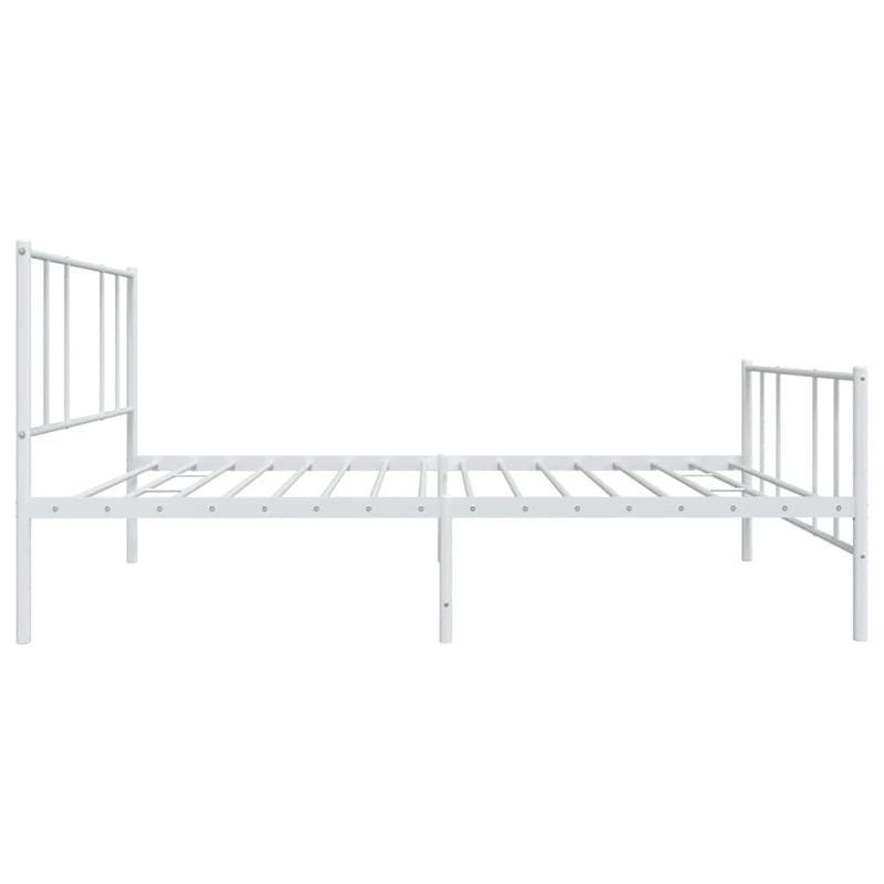 vidaXL Rectangular Powder-Coated Steel Twin Bed Frame in White