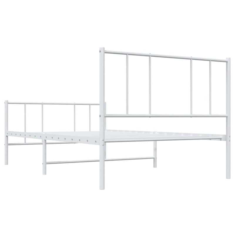 vidaXL Rectangular Powder-Coated Steel Twin Bed Frame in White