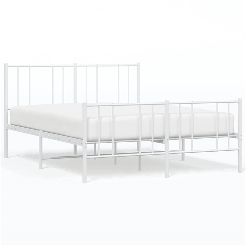 vidaXL Powder-Coated Steel Full/Double Bed Frame in White