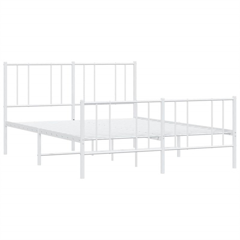 vidaXL Powder-Coated Steel Full/Double Bed Frame in White