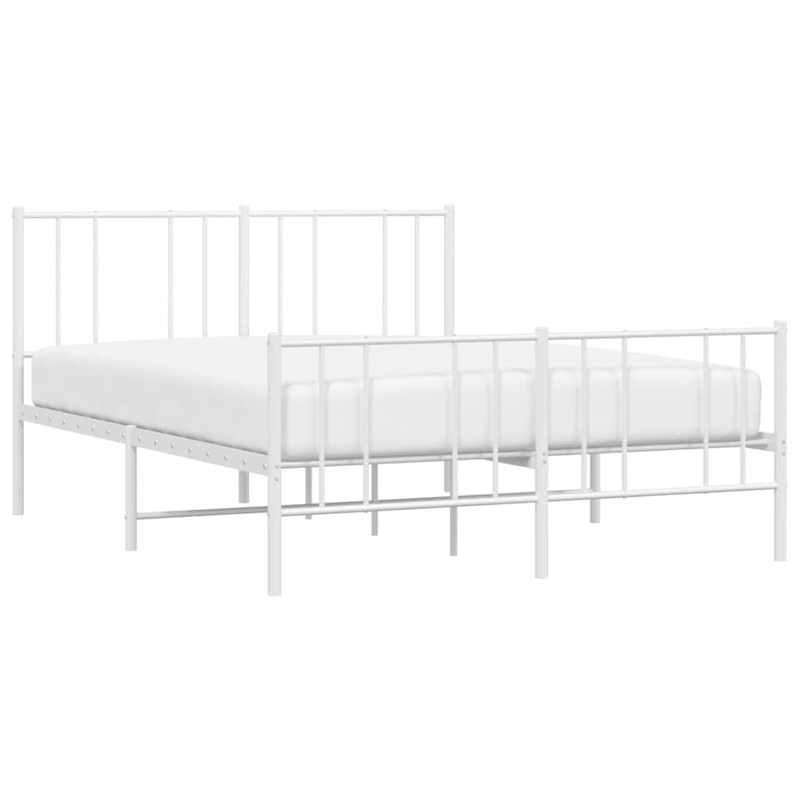vidaXL Powder-Coated Steel Full/Double Bed Frame in White