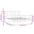 vidaXL Powder-Coated Steel King Size Bed Frame in White