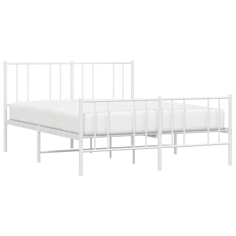 vidaXL Powder-Coated Steel King Size Bed Frame in White