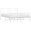 vidaXL Powder-Coated Steel King Size Bed Frame in White