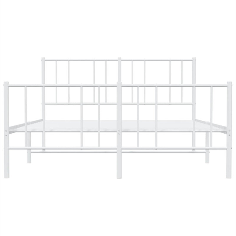 vidaXL Powder-Coated Steel King Size Bed Frame in White