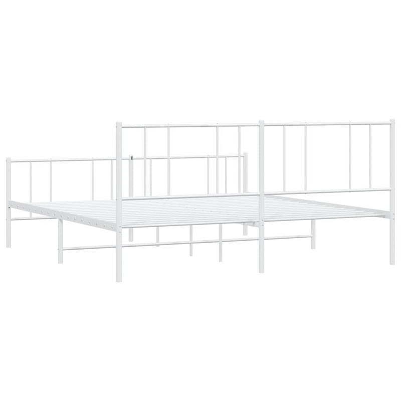 vidaXL 72x84 Powder-Coated Steel Bed Frame in White