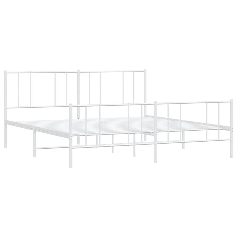 vidaXL 72x84 Powder-Coated Steel Bed Frame in White