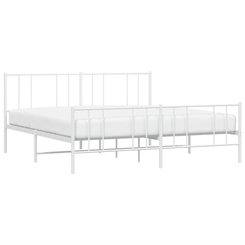vidaXL 72x84 Powder-Coated Steel Bed Frame in White