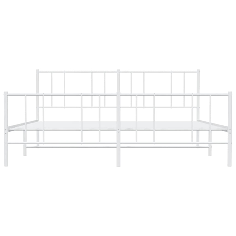 vidaXL 72x84 Powder-Coated Steel Bed Frame in White