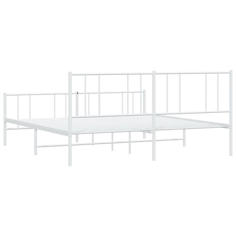 vidaXL 72x84 Powder-Coated Steel Bed Frame in White