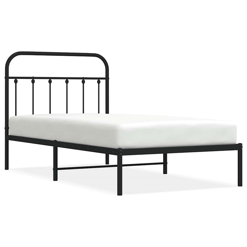 vidaXL Powder-Coated Steel Twin Bed Frame in Black