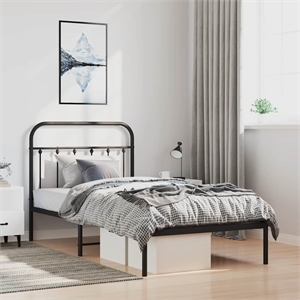 vidaXL Powder-Coated Steel Twin Bed Frame in Black