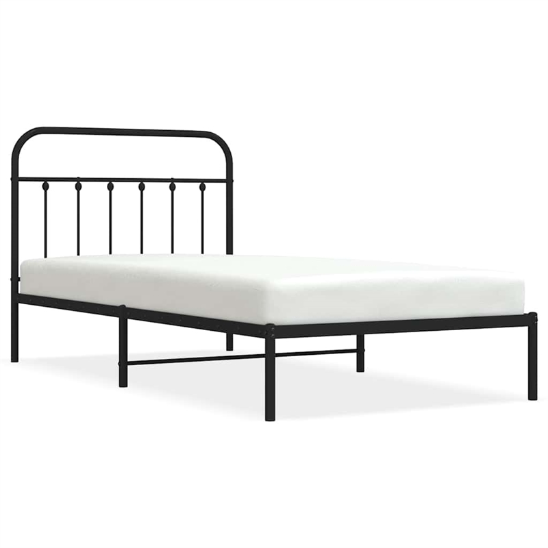 vidaXL 39.4x78.7 Powder-Coated Steel Bed Frame in Black