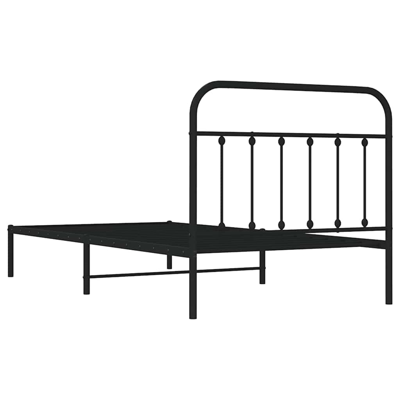 vidaXL 39.4x78.7 Powder-Coated Steel Bed Frame in Black