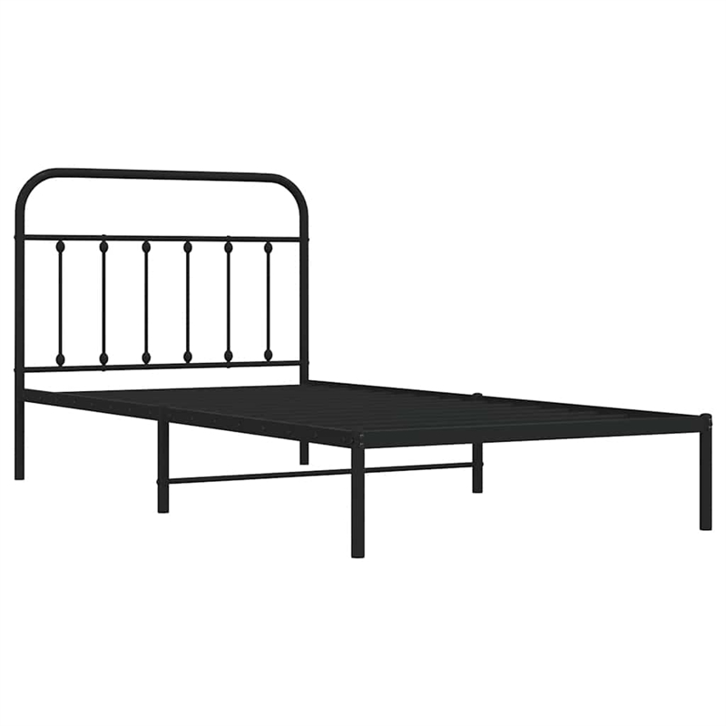 vidaXL 39.4x78.7 Powder-Coated Steel Bed Frame in Black