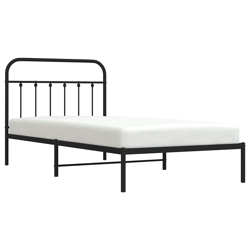 vidaXL 39.4x78.7 Powder-Coated Steel Bed Frame in Black