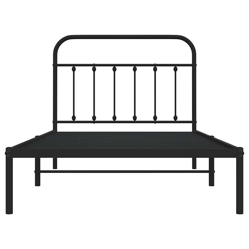 vidaXL 39.4x78.7 Powder-Coated Steel Bed Frame in Black