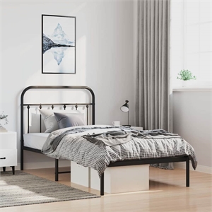 vidaXL 39.4x78.7 Powder-Coated Steel Bed Frame in Black
