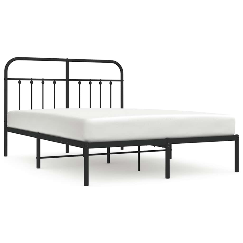vidaXL Rectangular Steel Full/Double Bed Frame in Black