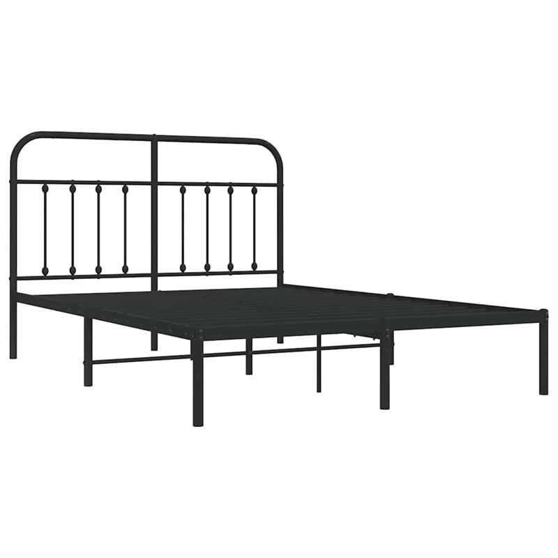 vidaXL Rectangular Steel Full/Double Bed Frame in Black