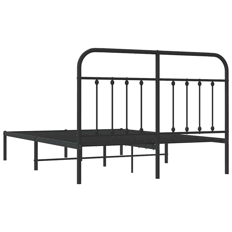 vidaXL Rectangular Steel Full/Double Bed Frame in Black