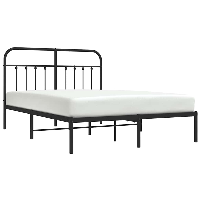 vidaXL Powder-Coated Steel King Bed Frame in Black