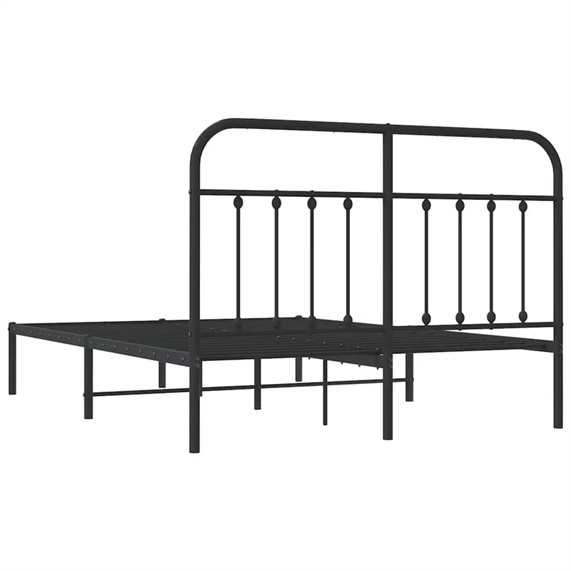 vidaXL Powder-Coated Steel King Bed Frame in Black