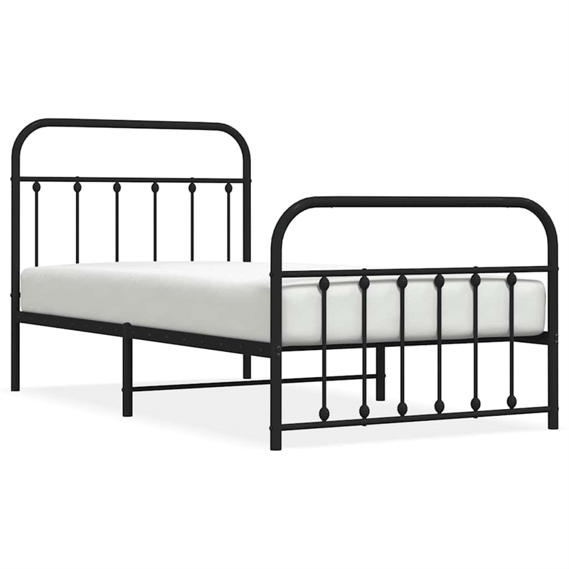 vidaXL Powder-Coated Steel Twin Bed Frame in Black