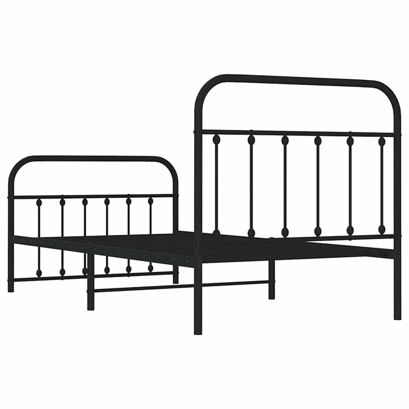 vidaXL Powder-Coated Steel Twin Bed Frame in Black