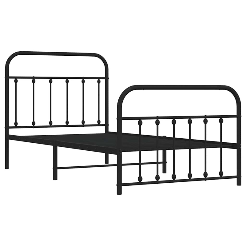 vidaXL Powder-Coated Steel Twin Bed Frame in Black